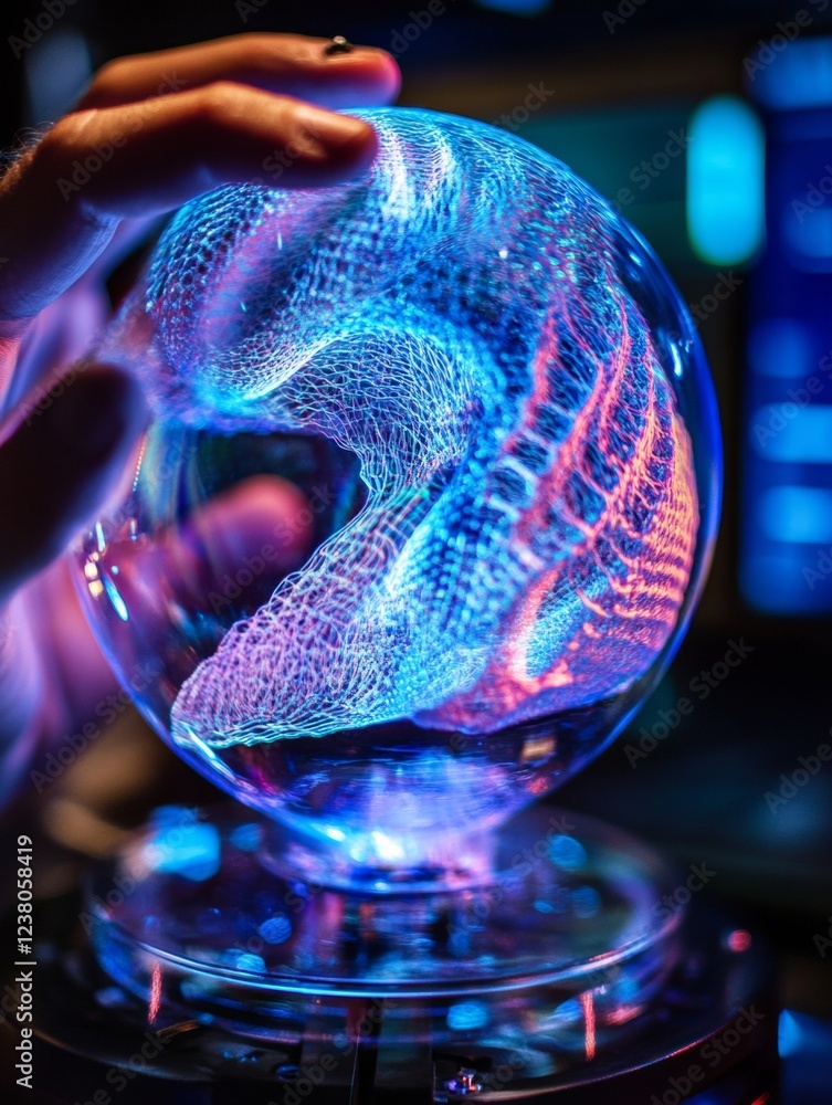 Aufkleber interactive holographic design cutting-edge glass sphere for tech innovators - custom textures in fu