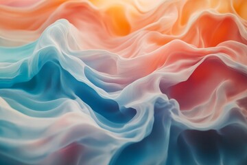 Obraz premium Digital Holographic Waves Abstract Fluid Art for Creative Tech Spaces - Enhance Visual Marketing and Immersive User Experience with Vibrant Textile-Inspired Designs