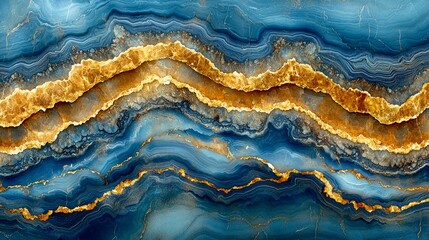 Obraz premium Blue and Gold Marble Texture: Luxury Background Design. Elegant Abstract Art, Premium Graphic Resource for Interior Decor and Wall Designs.