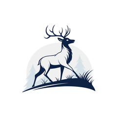 deer silhouette vector line art logo design
