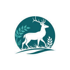 deer silhouette vector line art logo design