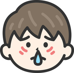 花粉症の症状の、男性のアイコン（線画カラー）のイラスト