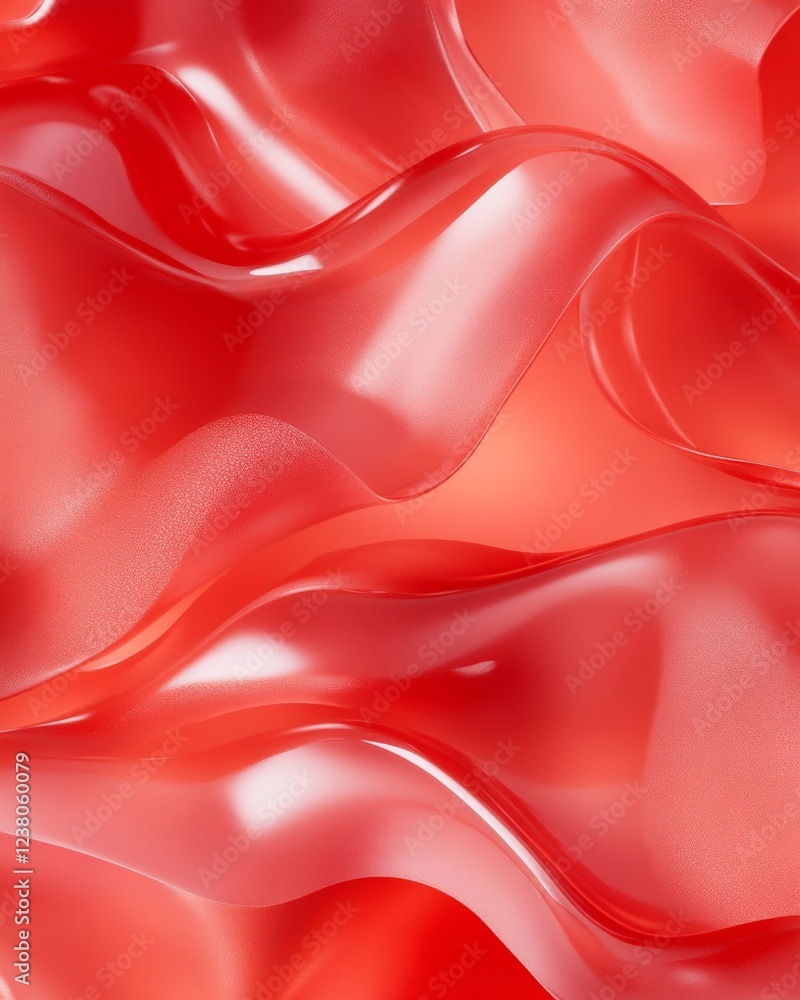 Poster Psychedelic Fluidity Abstract Red Waves Reflecting Digital Textures Contemporary Visual Art for Tech, Design Studios and Immersive Experience Branding