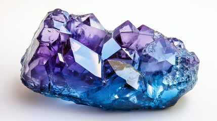 Crystal gem, gemstone jewel glass or blue purple rhinestone, vector isolated icon. Crystal gem of sapphire or diamond and topaz gemstone, glass rock and quartz crystalline