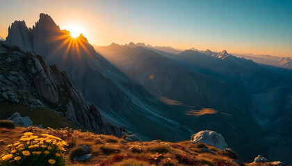 sunset over the mountains
