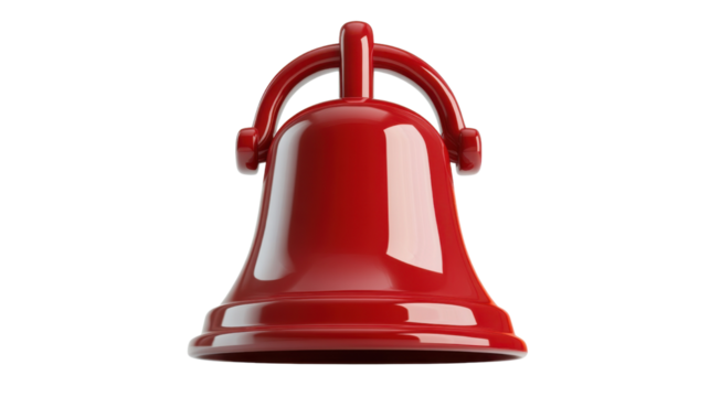 Shiny red bell ringing with transparent background