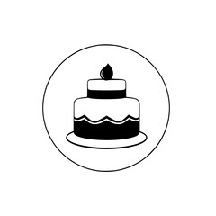 A delightful birthday cake with a single candle, a symbol of celebration and sweetness. Perfect for adding a touch of festive cheer to your designs.