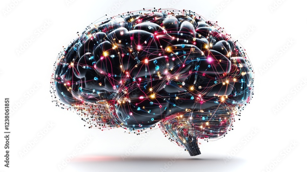 Poster visualization of neural connections showcasing artificial intelligence capabilities in 4k