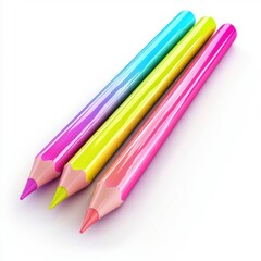 Fototapeta premium Neon-colored eyeliner pencil set with vibrant shades, placed on a bright white background