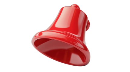 Shiny red bell ringing with transparent background