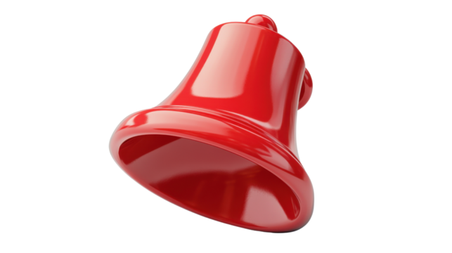 Shiny red bell ringing with transparent background