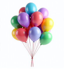 Playful 3D Balloons Floating on String, Bright and Cheerful Celebration Decoration
