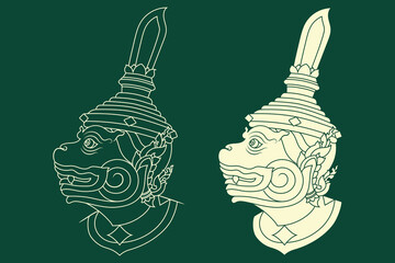 Vector design of Khmer Hanuman in Khmer art style