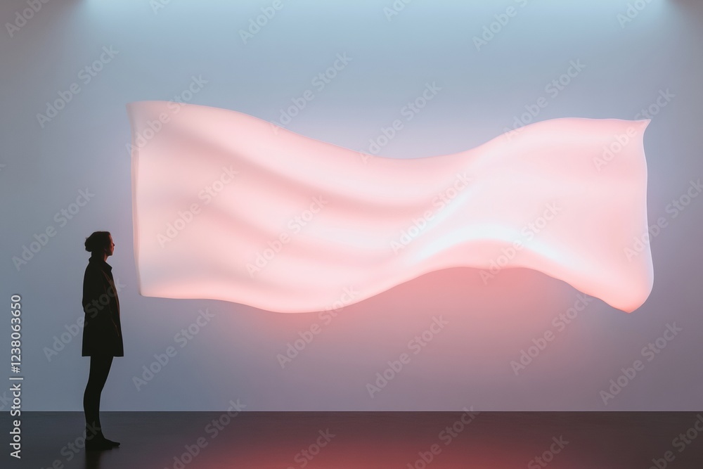 Poster contemporary digital artwork display glowing abstract on minimalist wall - enhancing modern gallery 