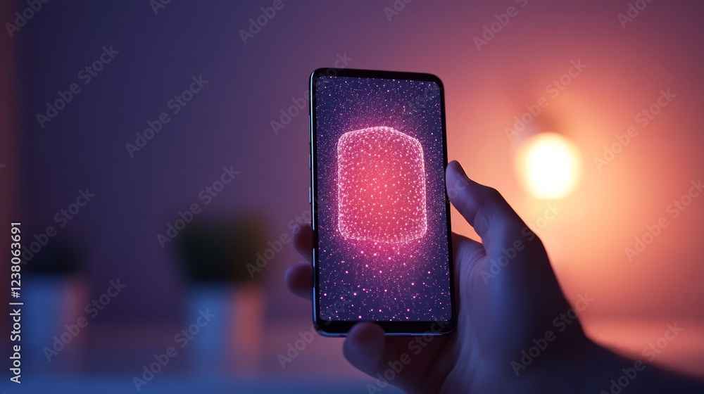 Poster contemporary nft marketplace interface smartphone in dimly lit ambiance blockchain art and digital t