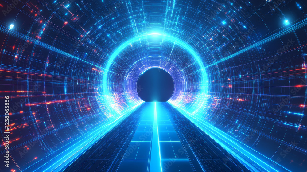 Poster hud futuristic circular virtual portal. double-sided and one-sided game portal. future space travel 