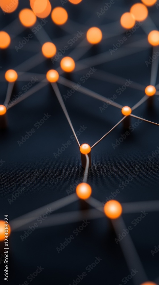 Poster Tech-Infused Digital Networks Glowing Node Connectors in Matrix Web - Cutting-Edge Cybersecurity Art for Corporate Branding and Real-Time Threat Prevention Visualization