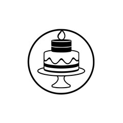 A delightful two-layered cake with a single candle on top, elegantly displayed on a cake stand. Perfect for birthday celebrations or special occasions.