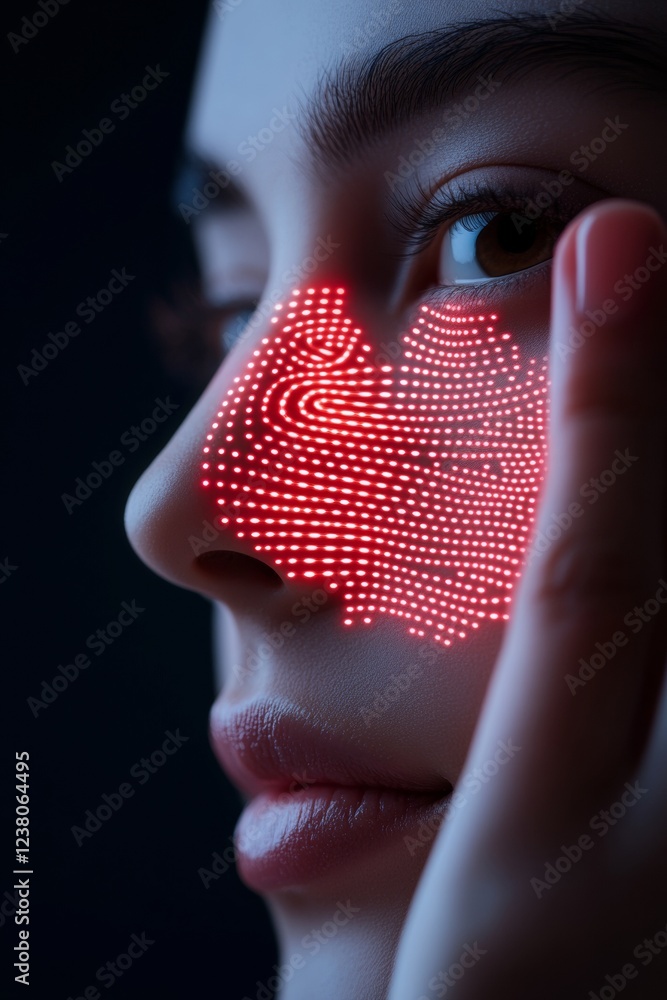 Aufkleber Futuristic Biometric Iris Scanning Cyber Protection Interface with Digital Lock - High-Tech Visuals for Advanced Authentication in Security and Network Industries