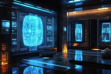 Experience futuristic living with interactive holographic screens in a modern household