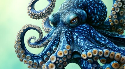 Fototapeta premium A Detailed Close Up Of A Blue Octopus Tentacles