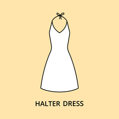 Halter dress vector icon editable stroke