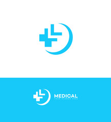 Modern Medical Logo Design Healthcare Plus Symbol Crescent