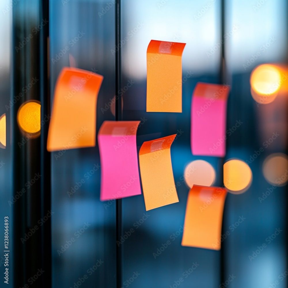 Aufkleber diverse collaborative innovation colorful sticky notes in office brainstorming - empowering future-f