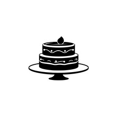 A delectable two-layered cake, adorned with exquisite frosting and a delicate cherry on top, sits elegantly on a cake stand, ready for a special occasion.