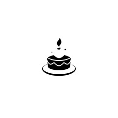 Delicious Cake with Candle: A Perfect Birthday Treat. This minimalist design is ideal for celebrations, parties, and bakery logos.