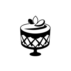 Elegant Black and White Cake: A Delicious Pastry Design. Perfect for bakeries, cafes, and dessert lovers. This image showcases a tempting cake, ideal for websites, menus, and social media.