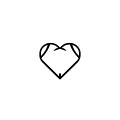 Minimalist Heart Line Art: Simple Love Icon Design. Perfect for Valentines, logos, and graphic projects. Clean vector illustration, black and white aesthetic.