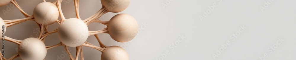 Poster Contemporary Tech Visual Wood Textured Blockchain Network Nodes on Minimalist Canvas - Business Innovation and Digital Transformation in Modern Industry Visualization