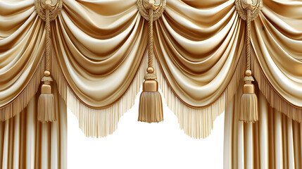 Golden realistic luxury curtain isolated on a transparent background