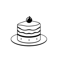 A delectable layered cake, adorned with whipped cream and a chocolate topping, sits on a plate. This image is perfect for bakery websites, food blogs, and dessert menus.