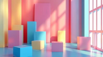 Obraz premium 3D Cubes in a Minimalist Room.