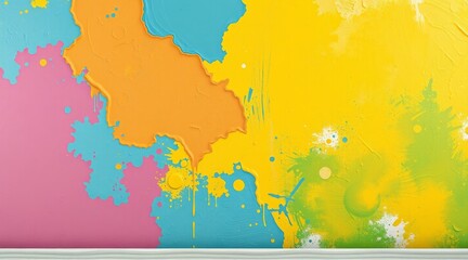 Obraz premium Vibrant abstract wall with colorful paint splashes, modern artistic interior design