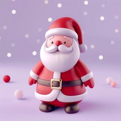 3d santa claus on light purple background with space for text .