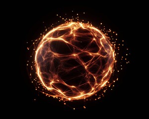 Fototapeta premium Futuristic Data Aesthetic Radiant Orb with Light Fragments on Dark Canvas - Visualizing Big Data for Tech Innovation and Cloud Computing in Modern Business