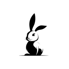 Elegant Black and White Rabbit: A Charming Animal Vector Graphic