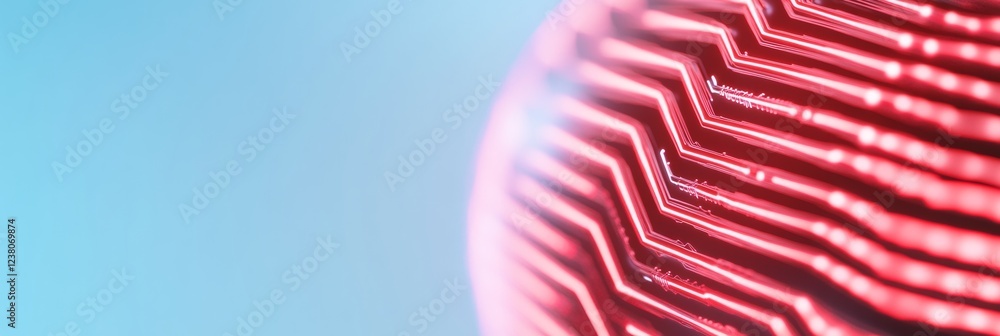 Aufkleber Futuristic Tech Decor Red VR Sphere with Cobalt Circuit Patterns for Cutting-Edge Office and Modern Marketing Design, Enhancing Digital Aesthetics and Innovation