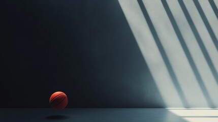 Tech-Infused Athletic Display VR Basketball Dunk in Modern Black Gym with Holographic Lights - Empowering Sports Branding and Motivational AR Content