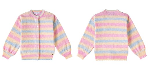 Striped oversize knit sweater or pullover on hanger. Composition of clothes. Banner concept. Trendy clothes collage. Fashion concept. Pattern. Seasonal sale banner.