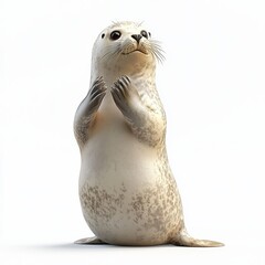 Playful seal clapping its flippers, isolated on a clean white background