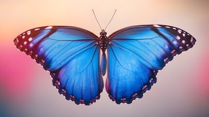Obraz premium Vivid Blue Morpho Butterfly Wings Displayed Beautifully