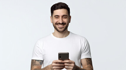 man texting on cell phone