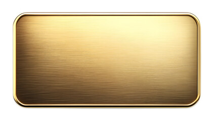 Golden rectangular plaque isolated on a white background