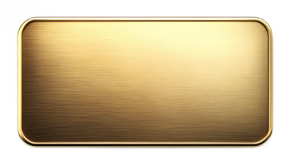 Golden rectangular plaque isolated on a white background