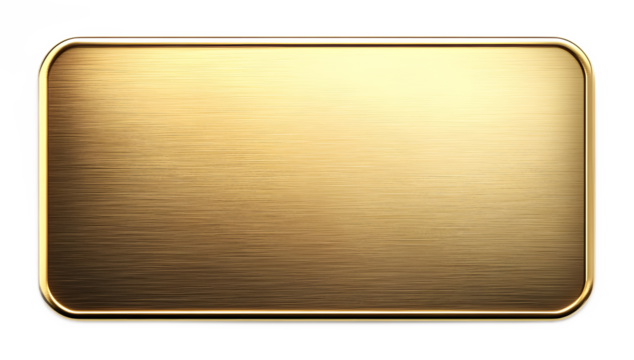 Golden rectangular plaque isolated on a white background