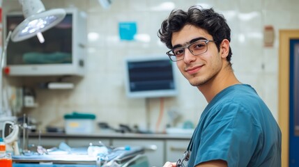 A surgeon doing surgery in surgery, surgical instruments, AI generated